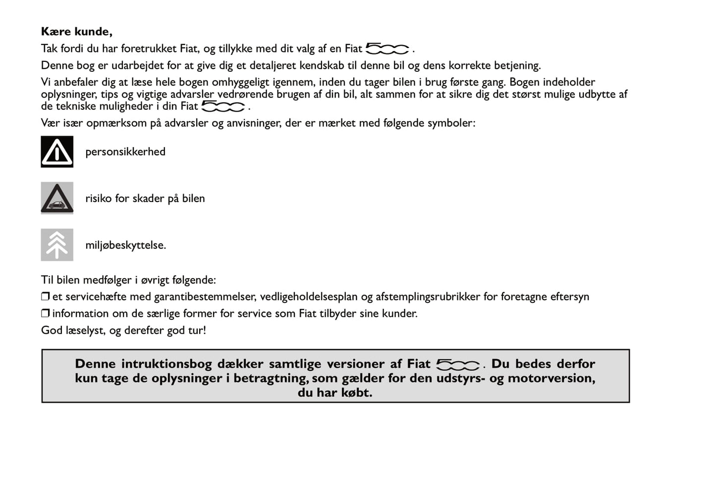 2007-2014 Fiat 500 Gebruikershandleiding | Dansk