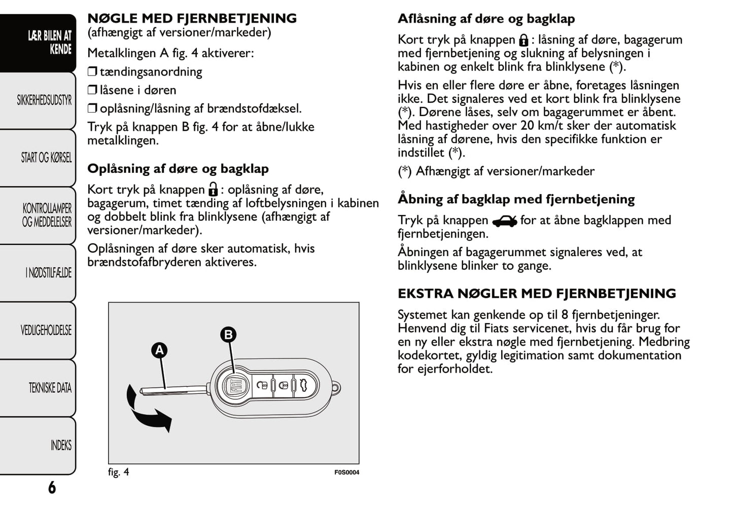 2007-2014 Fiat 500 Gebruikershandleiding | Dansk