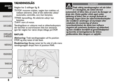 2007-2014 Fiat 500 Gebruikershandleiding | Dansk