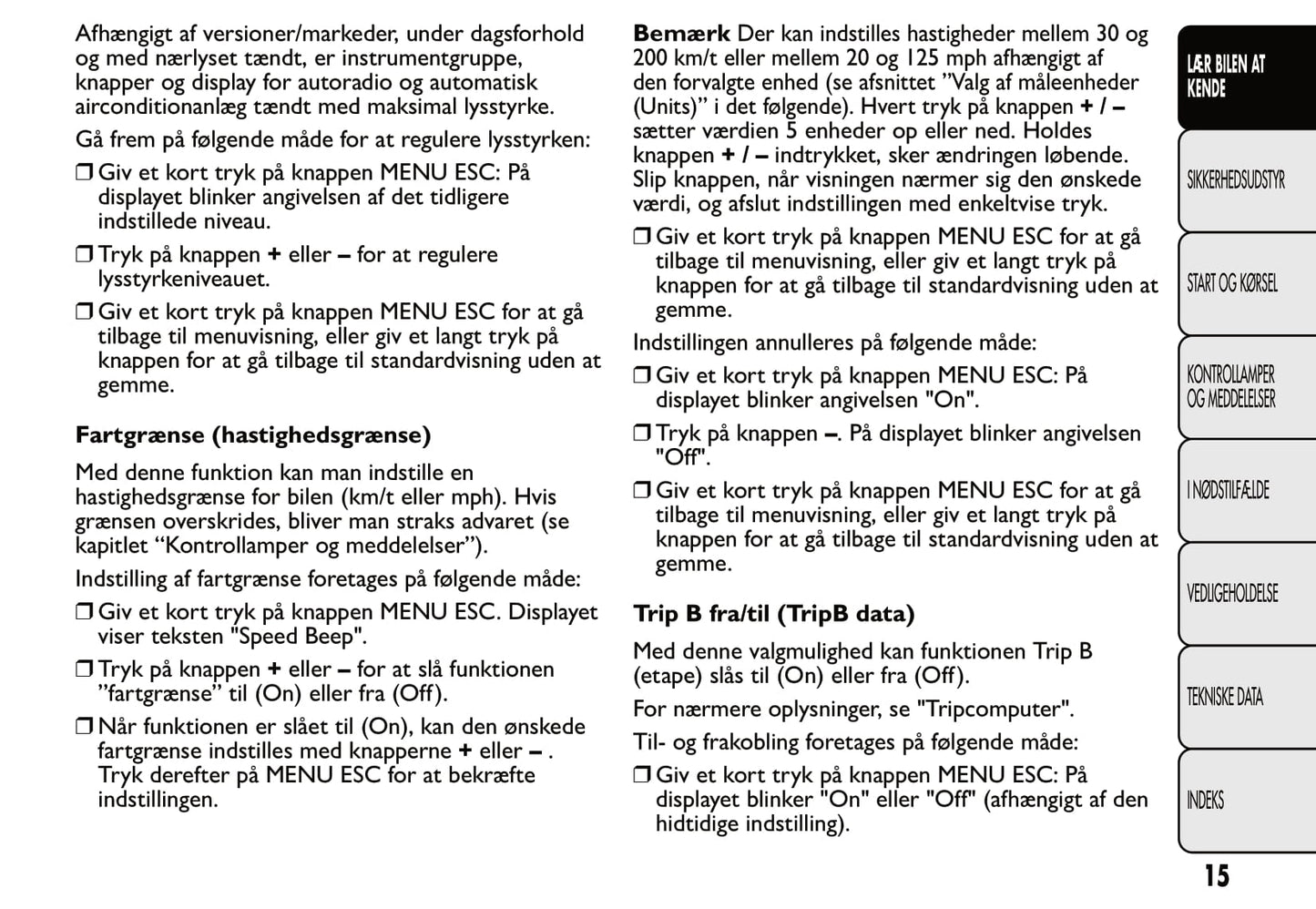 2007-2014 Fiat 500 Gebruikershandleiding | Dansk