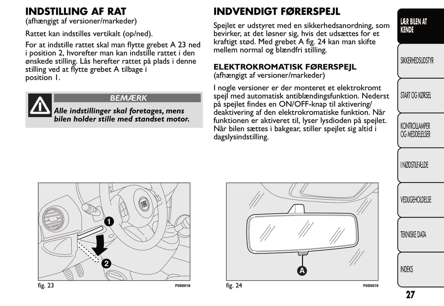 2007-2014 Fiat 500 Gebruikershandleiding | Dansk