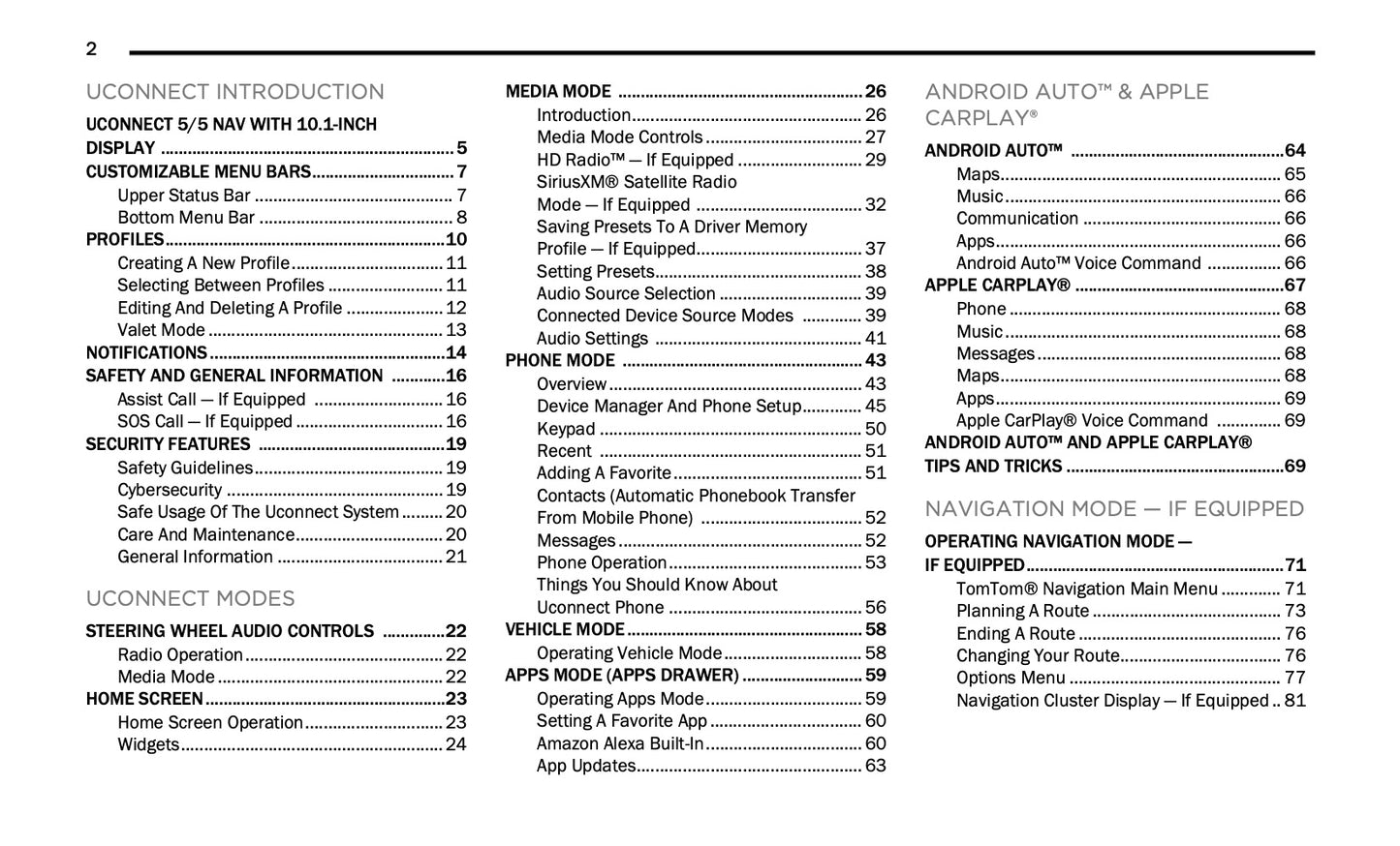 Uconnect Radio 10.1 Inch Display Infotainment manual