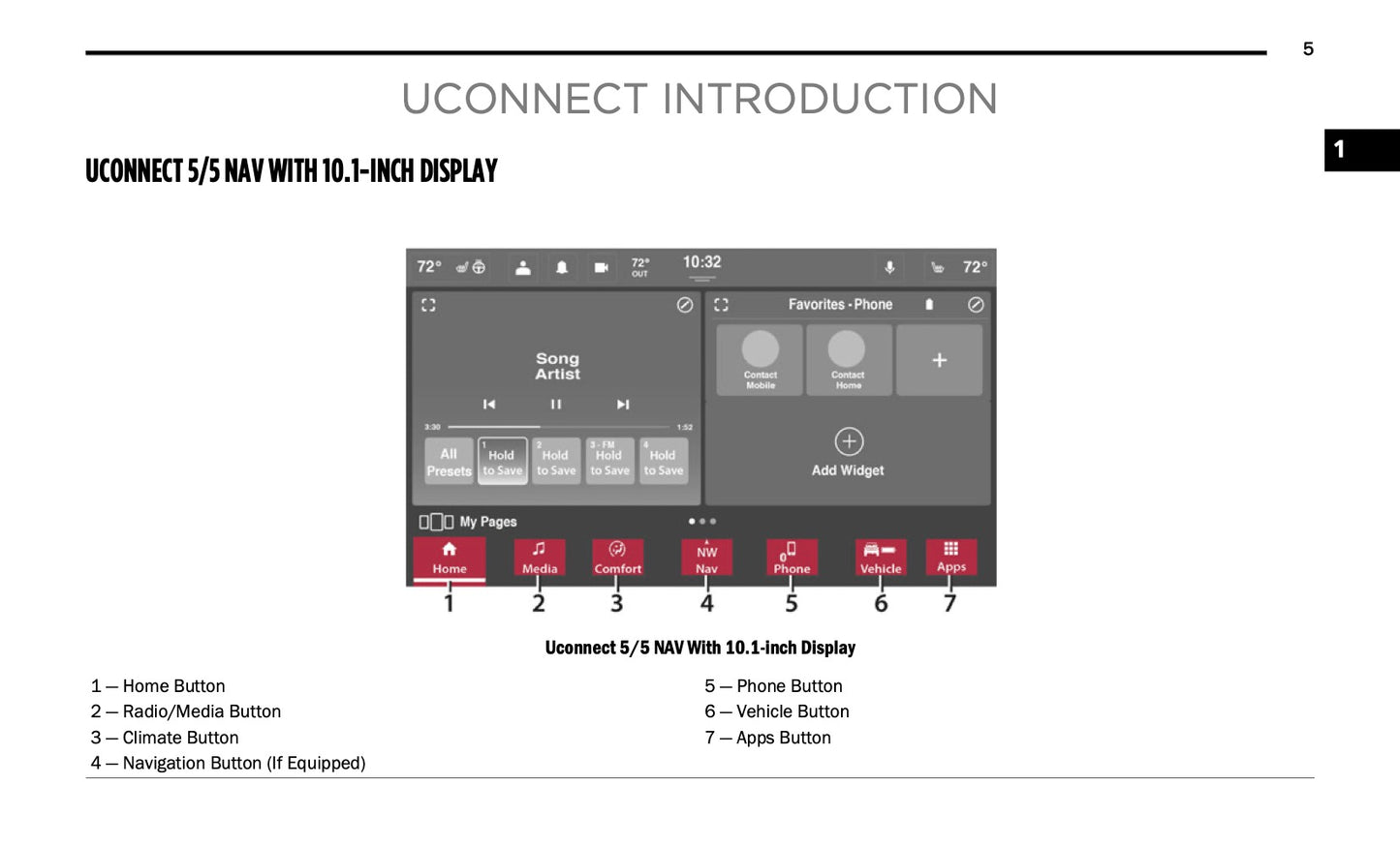 Uconnect Radio 10.1 Inch Display Infotainment manual