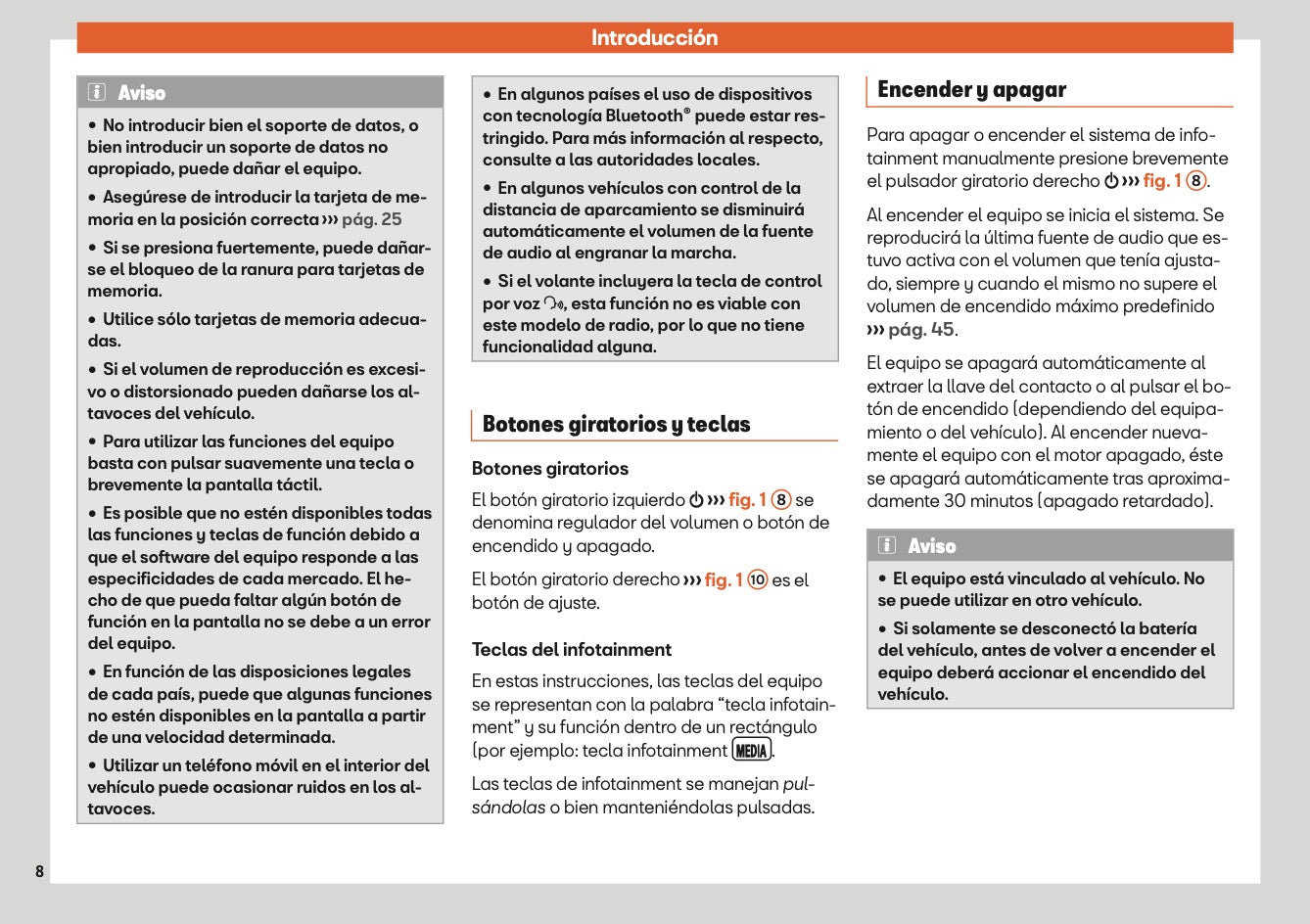 Seat Media System Touch Media System Colour Manual de Instrucciones 2018