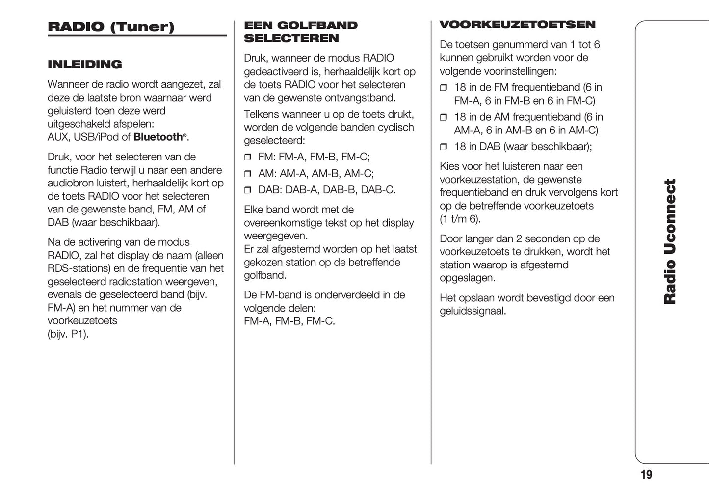 Fiat Panda Radio UConnect Handleiding 2016