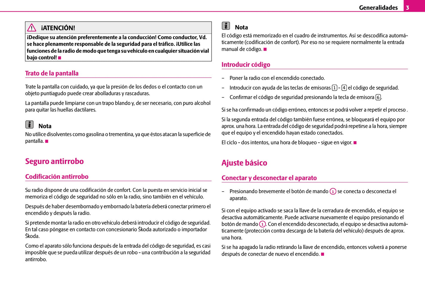 Skoda Radio Swing Manual de Instrucciones 2008 - 2010