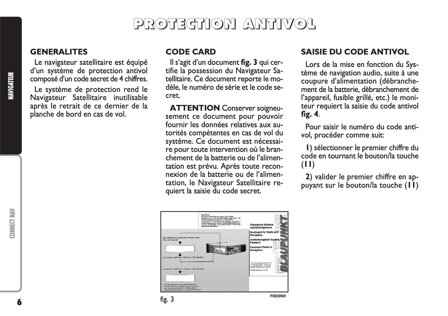 Fiat Multipla CONNECT Nav Guide d'utilisation 2004 - 2006