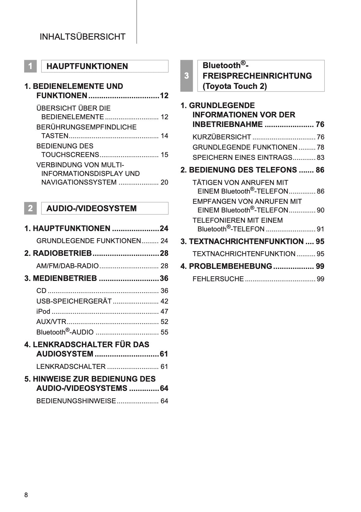 Toyota Multimedia & Navigation Bedienungsanleitung 2019 - 2020