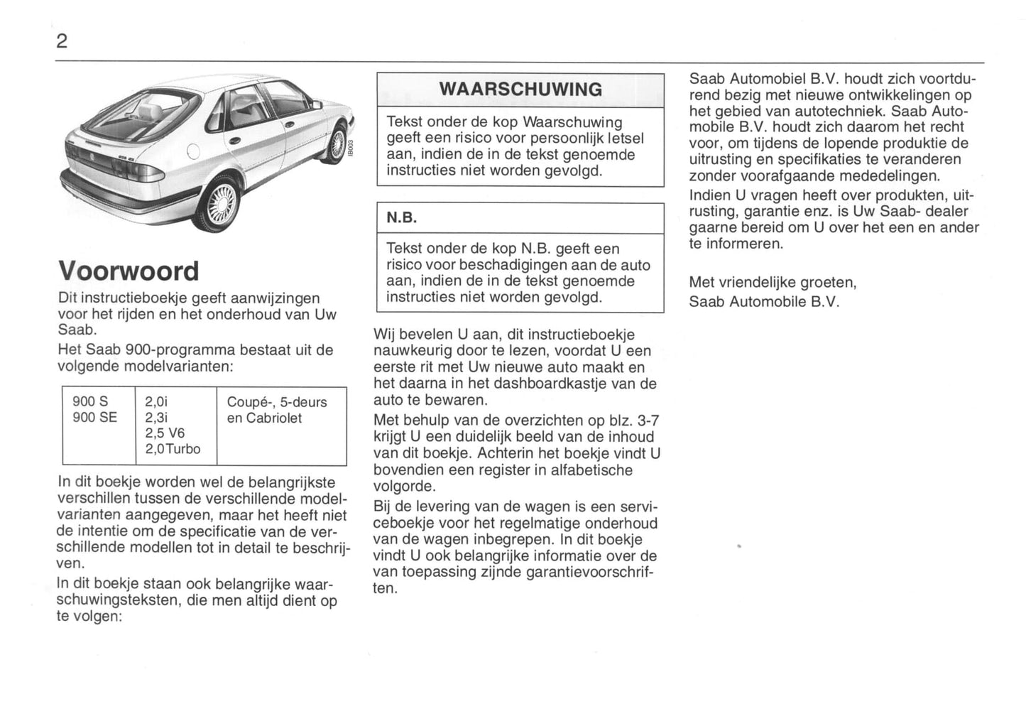 1993-1998 Saab 900 Manuel du propriétaire | Néerlandais