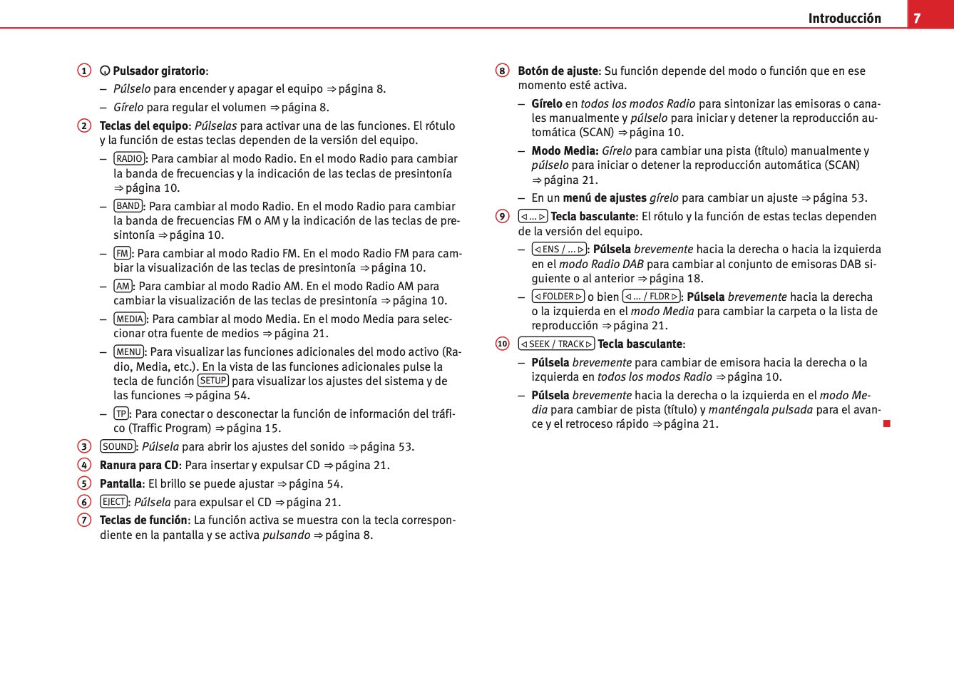 Seat Sound System 2.0 Manual de Instrucciones 2010 - 2015