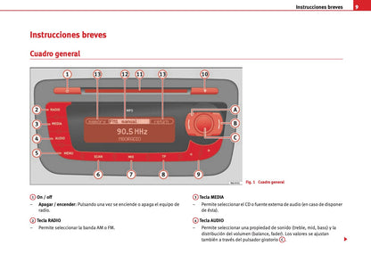 Seat Radio Car Stereo MP3  Manual de Instrucciones 2004 - 2009