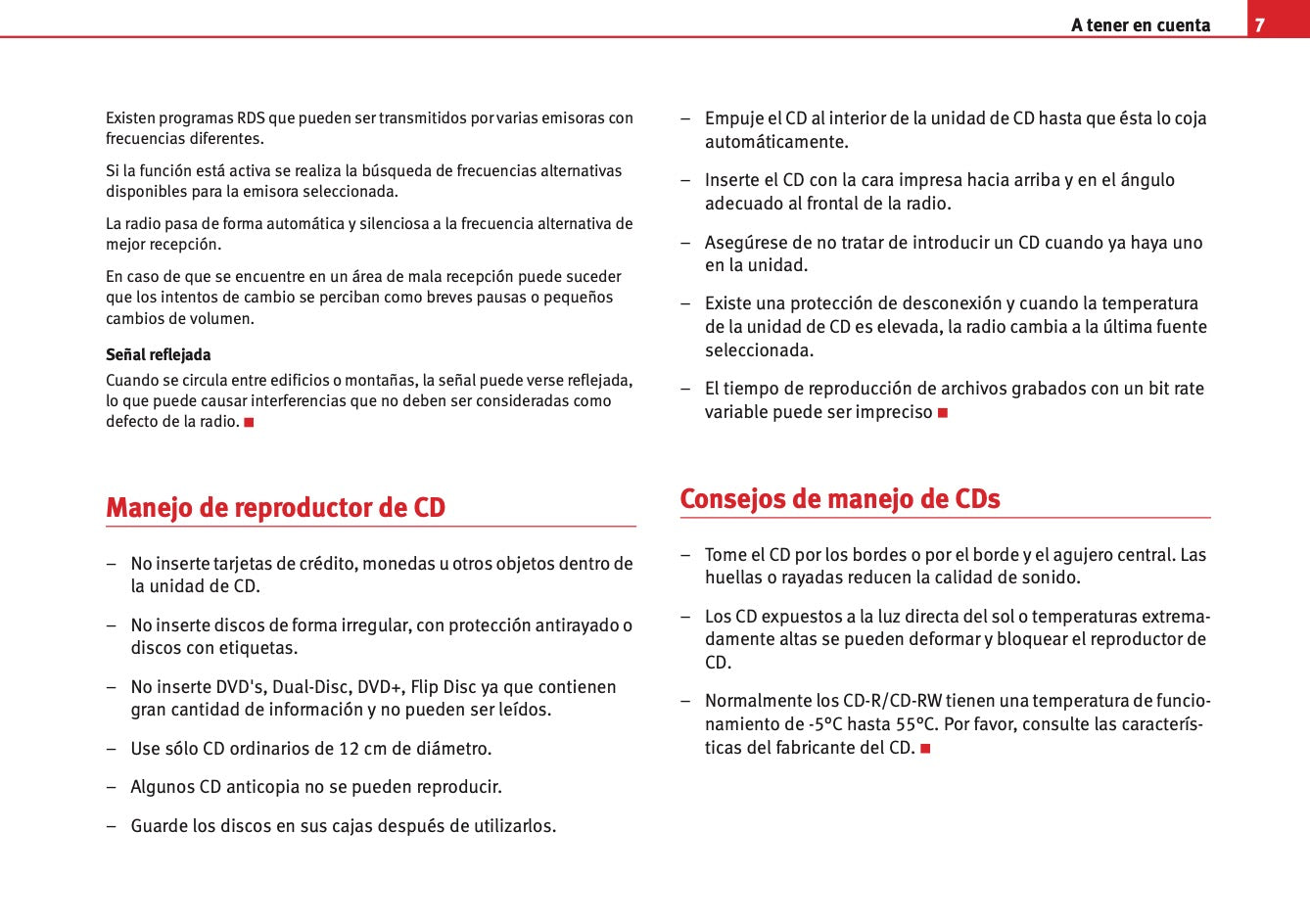 Seat Radio Car Stereo MP3  Manual de Instrucciones 2004 - 2009