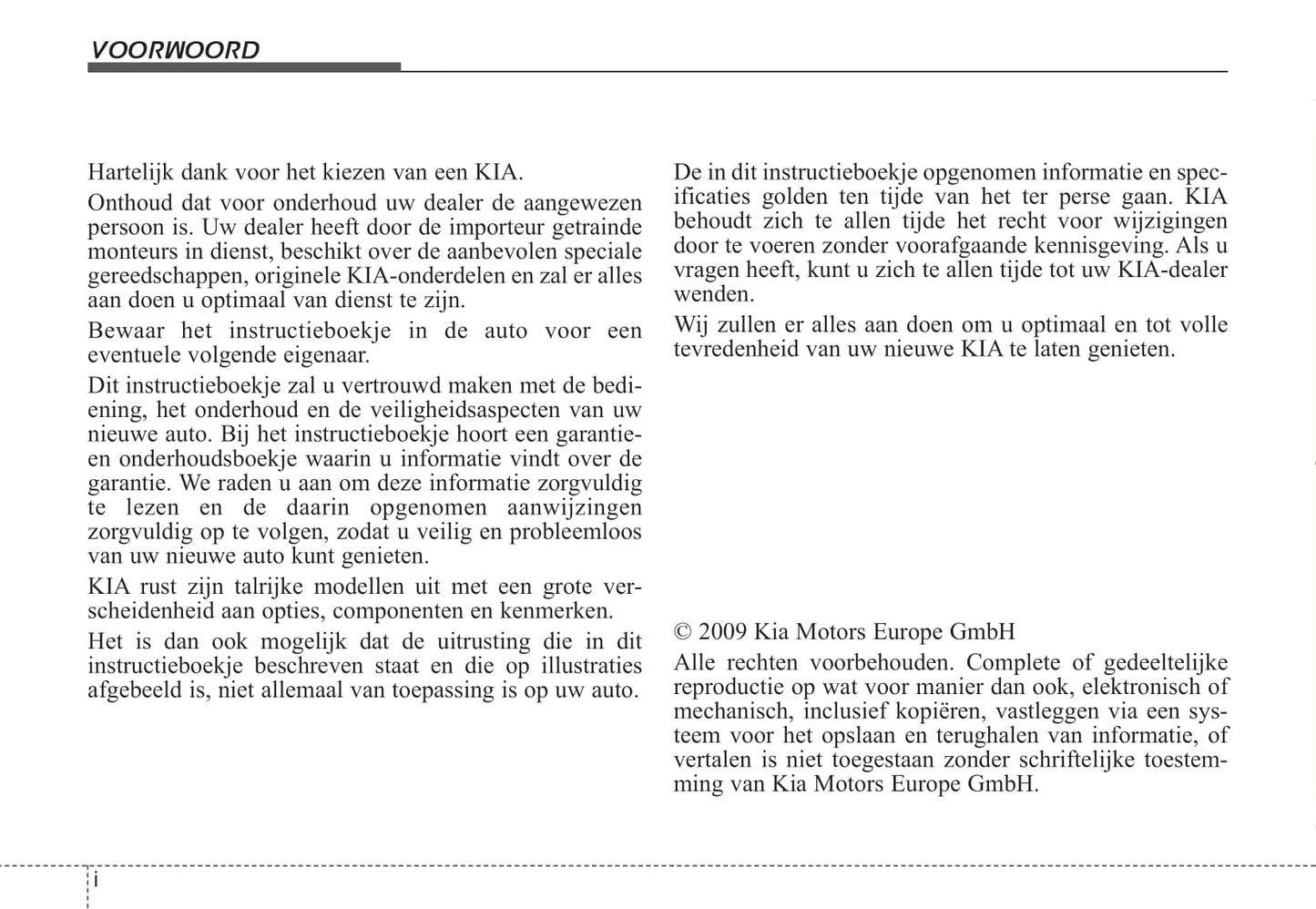 2009-2010 Kia Venga Owner's Manual | Dutch