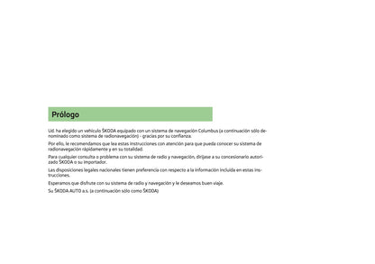 Skoda Navigation Columbus Manual de Instrucciones 2008 -2013