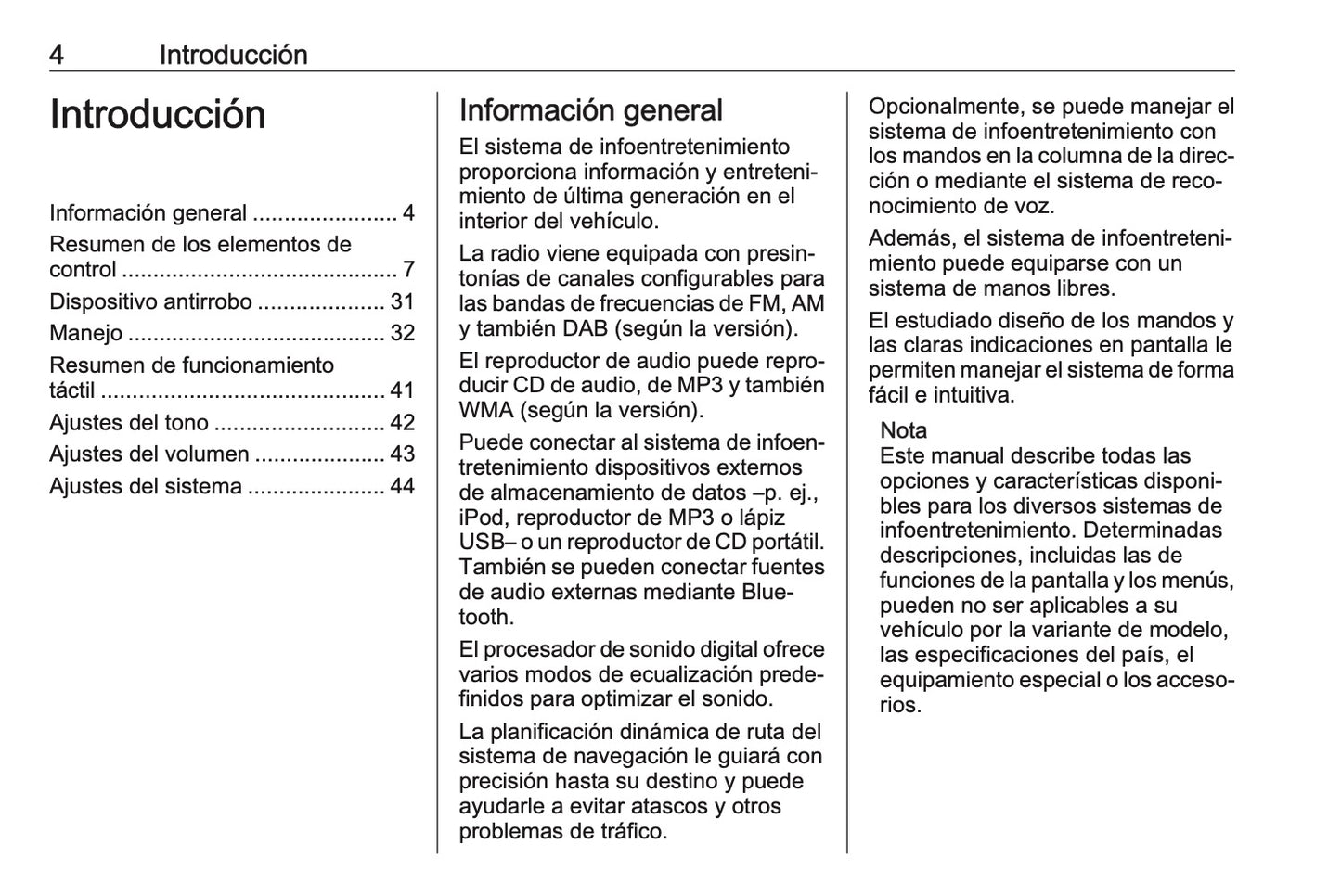 Opel Movano Manual de infoentretenimiento 2014 - 2019