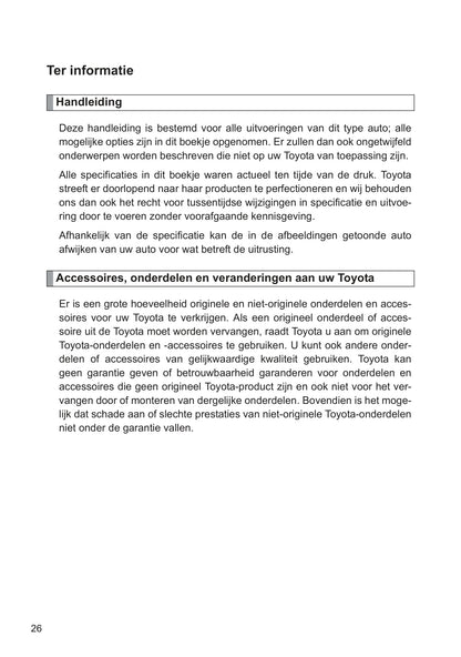 2013-2014 Toyota Yaris/Yaris Hybrid Owner's Manual | Dutch