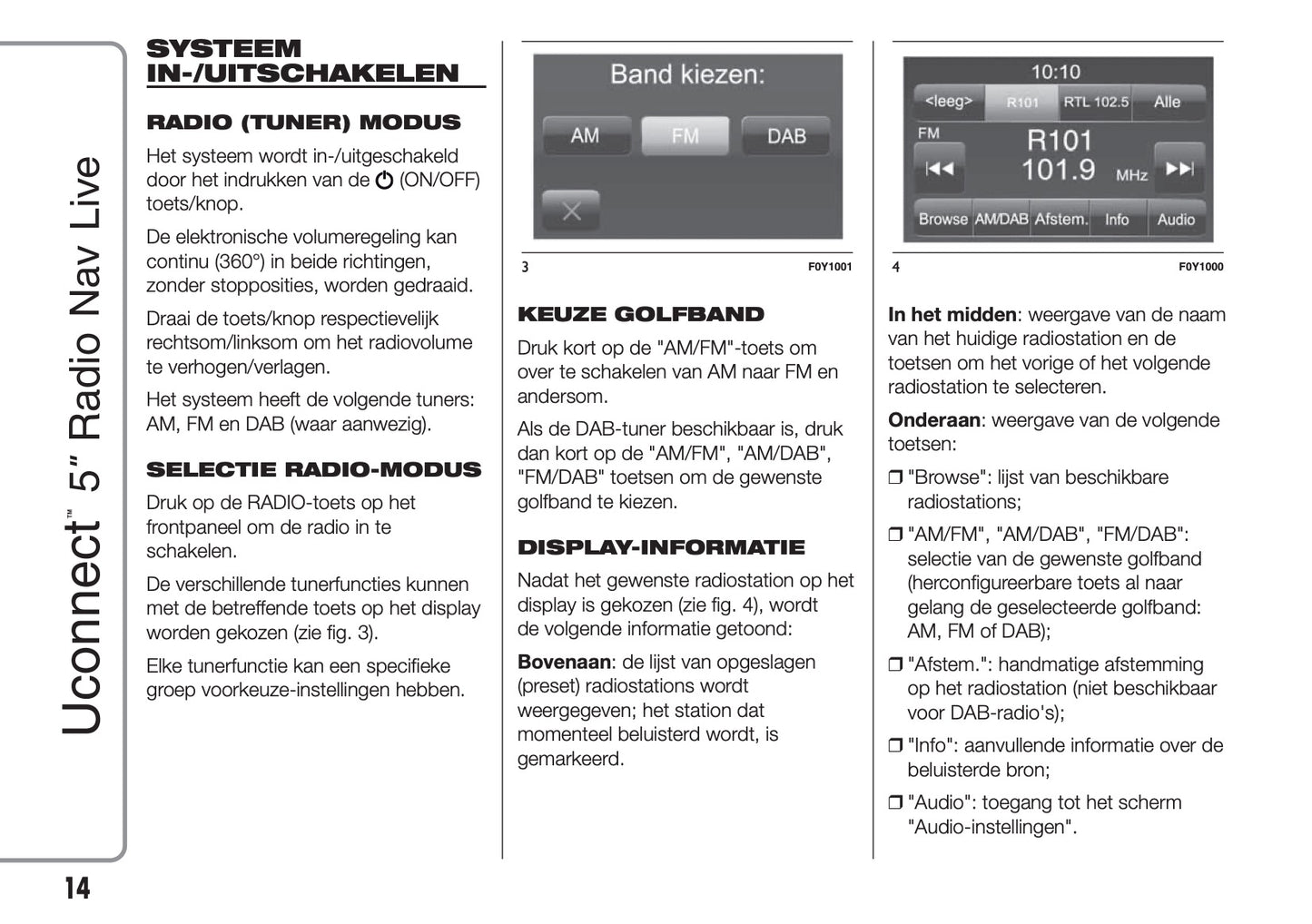 Fiat Doblo 5" Radio Nav Live Handleiding 2015 - 2020