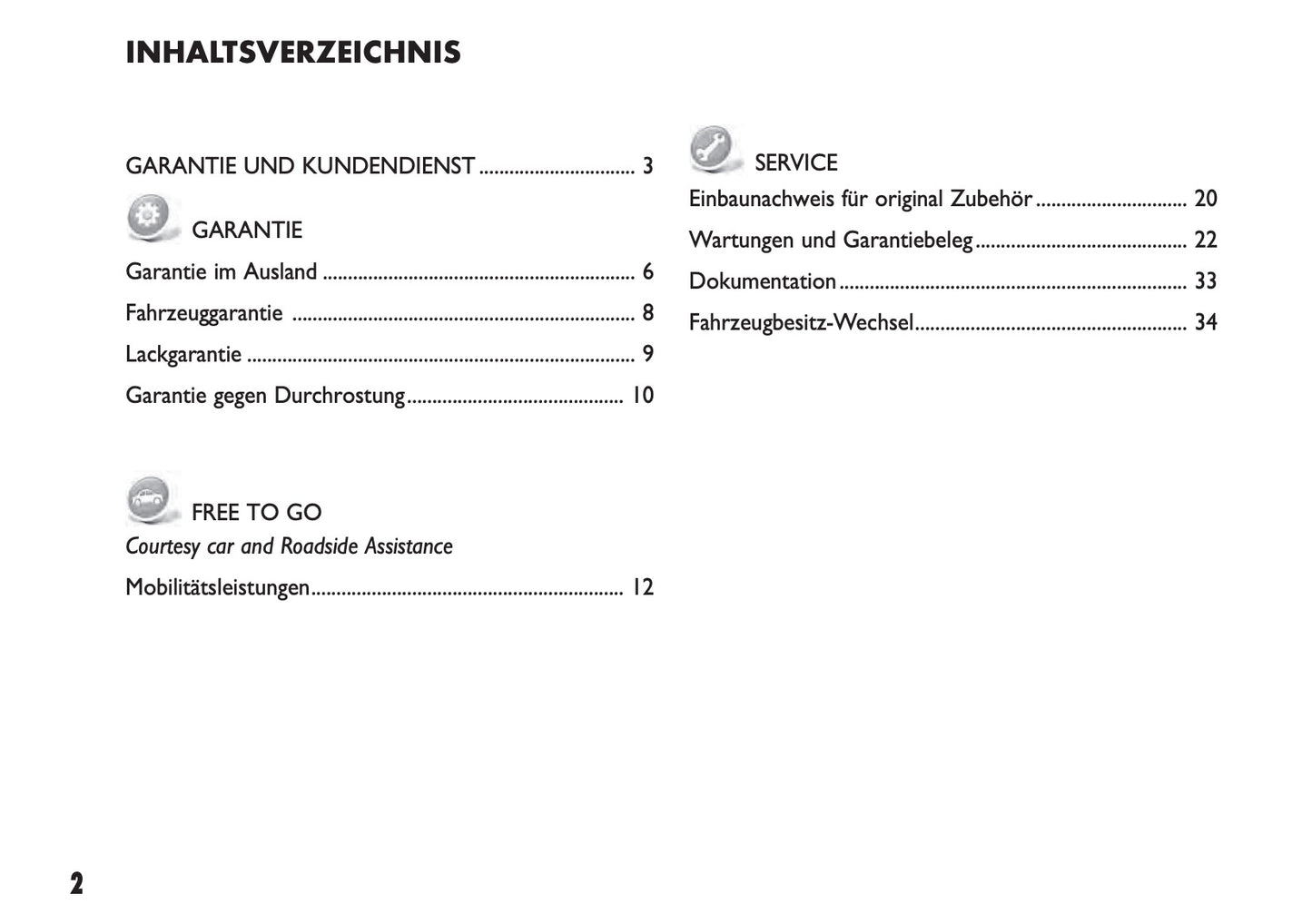 Fiat Garantie- und Serviceheft 2019