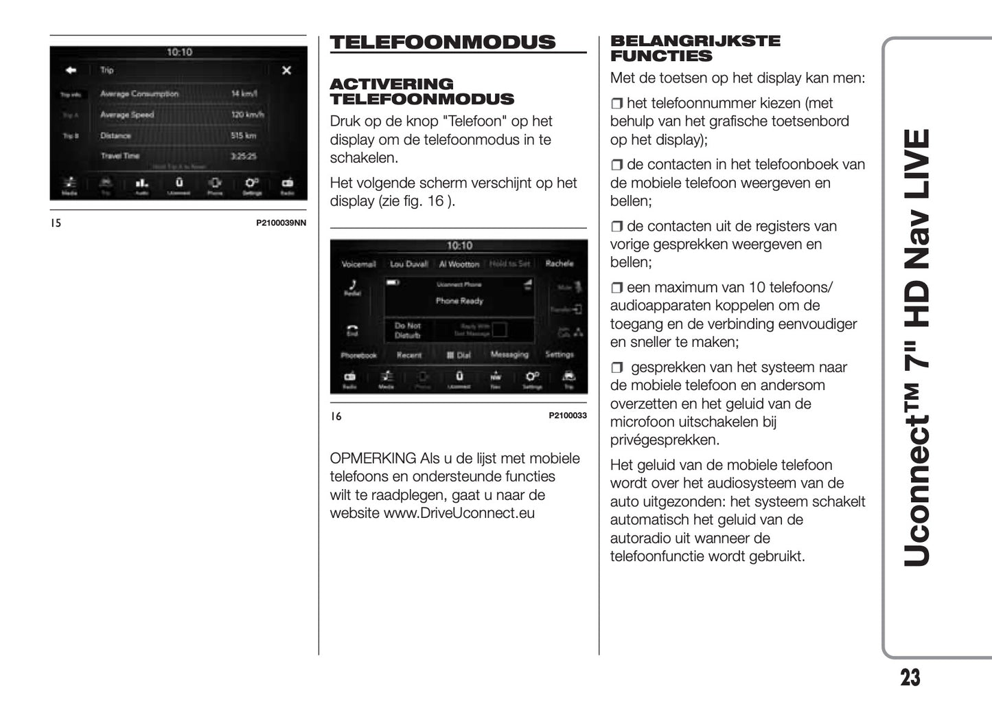 Fiat 500 Uconnect Radio NAV 7.0 Handleiding 2016