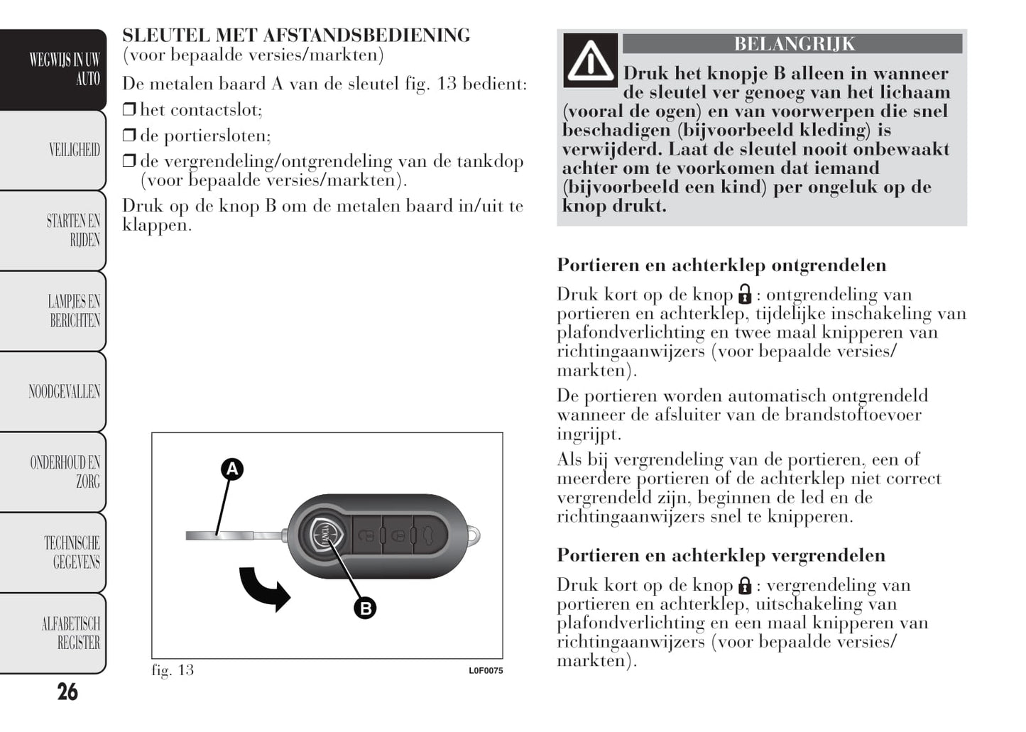 2011-2015 Lancia Ypsilon Gebruikershandleiding | Nederlands