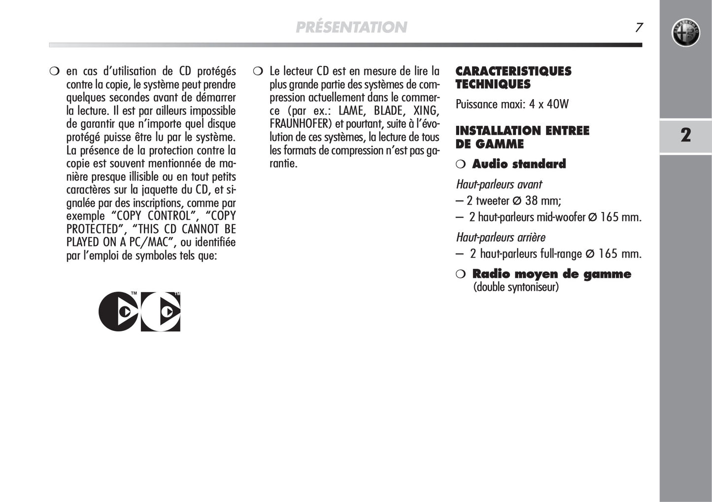 Alfa Romeo MiTo Autoradio Guide d'utilisation 2008 - 2014