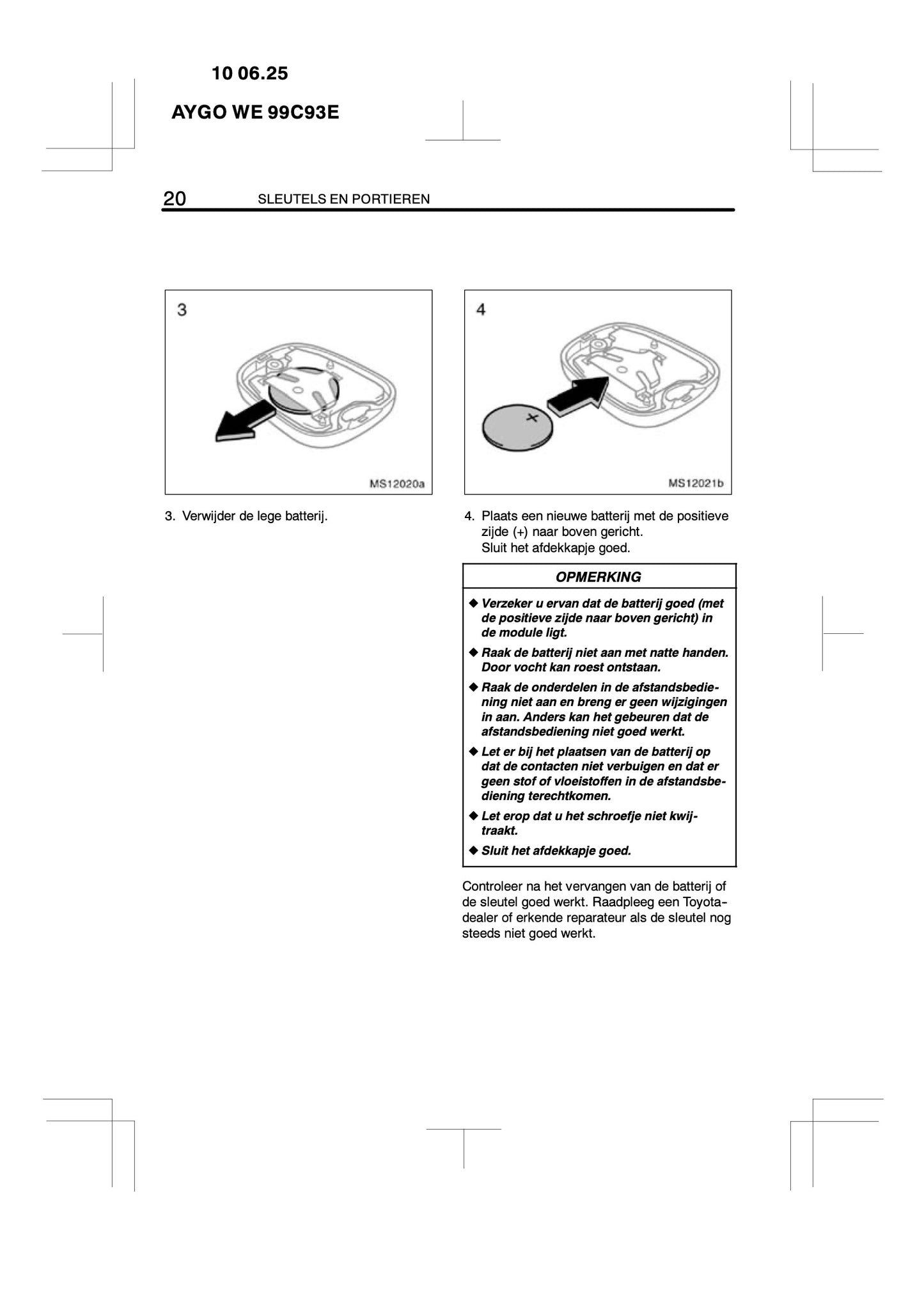 2010-2011 Toyota Aygo Owner's Manual | Dutch