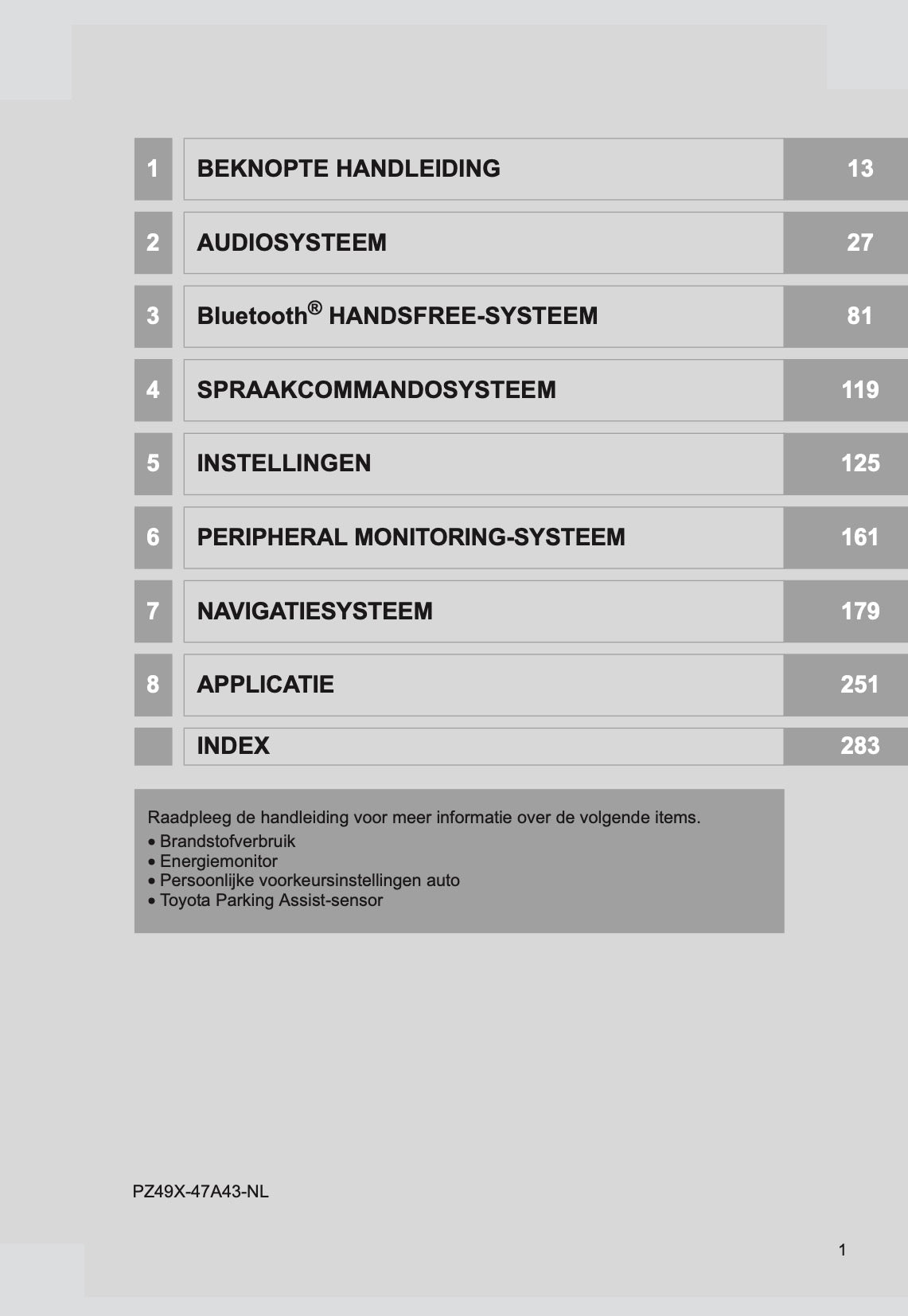 Toyota Prius Navigatie- en Multimediasysteem Handleiding 2015