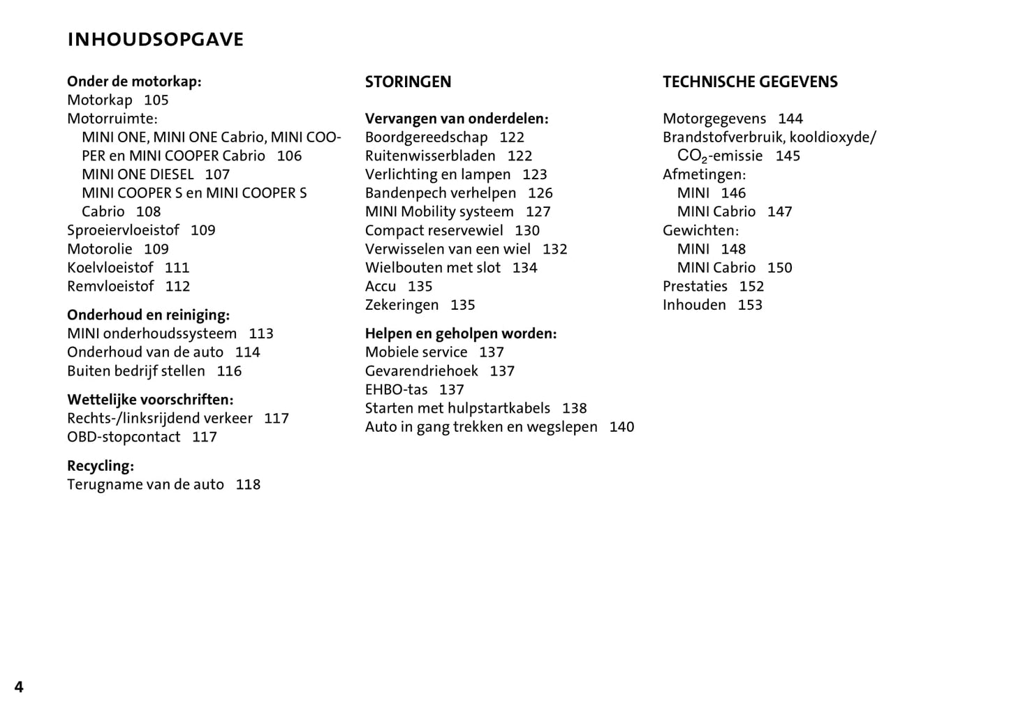 2004-2009 Mini Cabrio Owner's Manual | Dutch