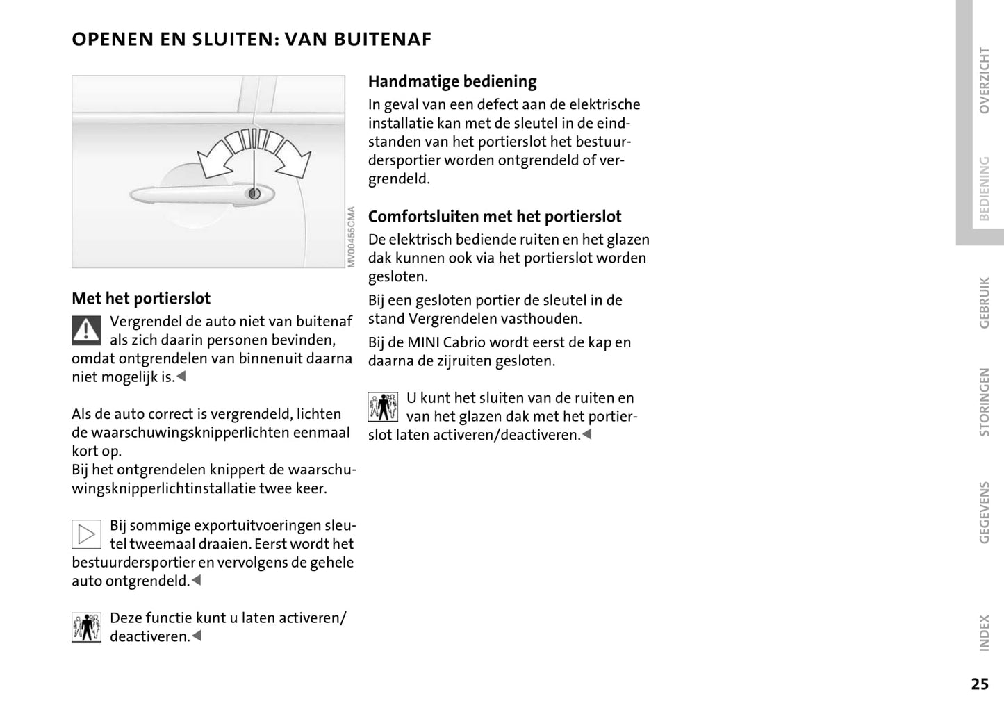 2004-2009 Mini Cabrio Owner's Manual | Dutch