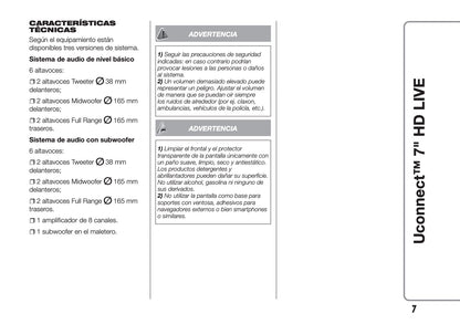 Abarth 595 Uconnect Radio 7.0 Instrucciones 2016 - 2018