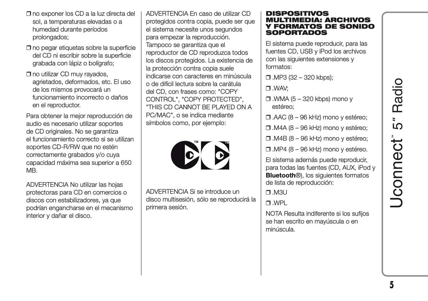 Alfa Romeo Giulietta Uconnect Radio 5.0 Instrucciones 2014 - 2015