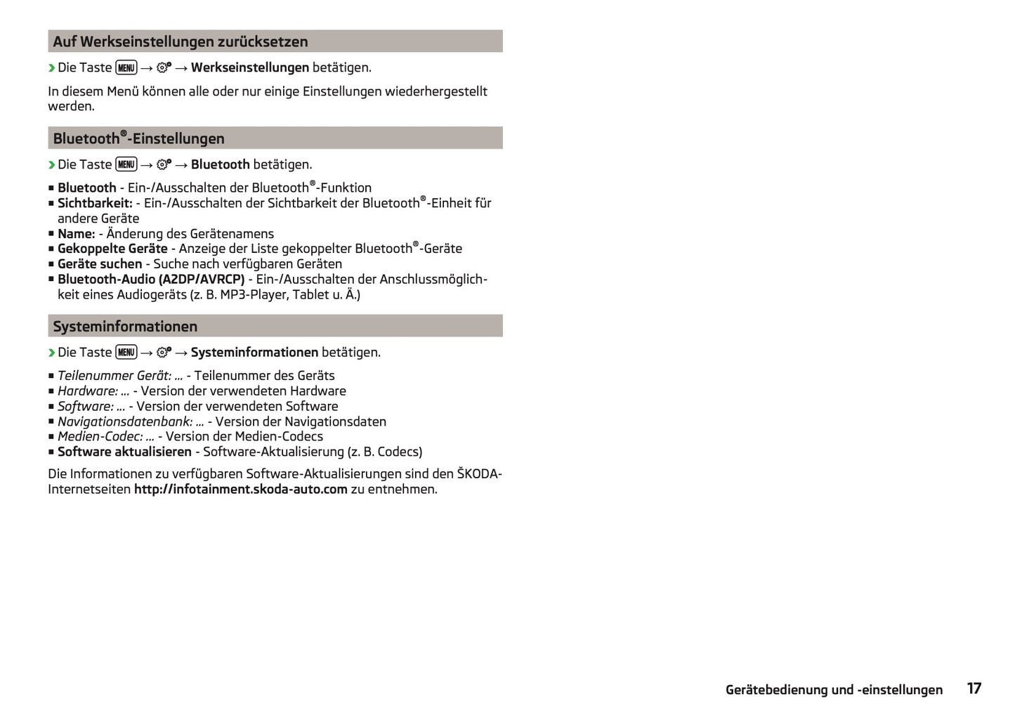 Skoda Amundsen Und Bolero Infotainment Bedienungsanleitung 2013