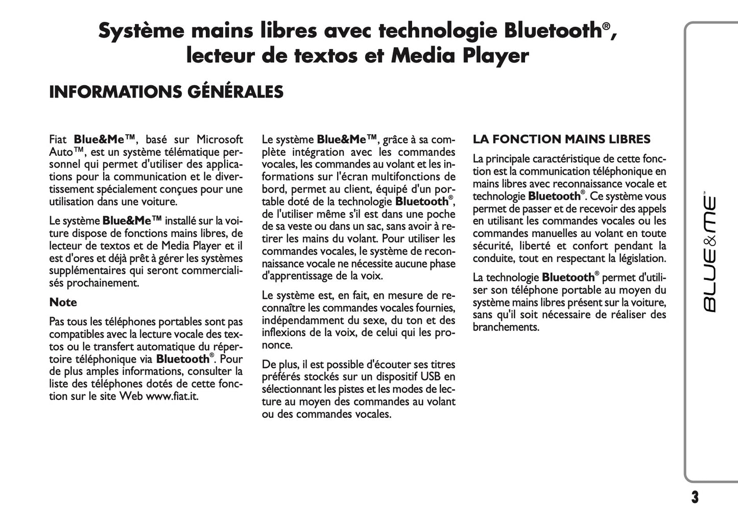 Fiat Linea Blue&Me Guide d'utilisation 2010 - 2014