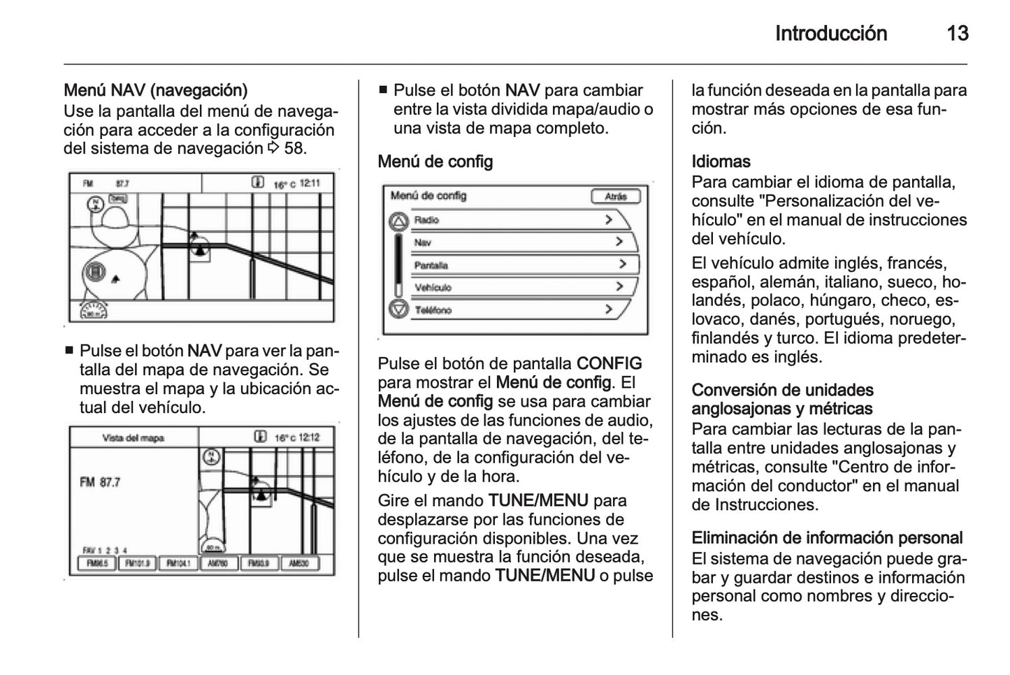 Opel Ampera Manual de infoentretenimiento 2011 - 2015