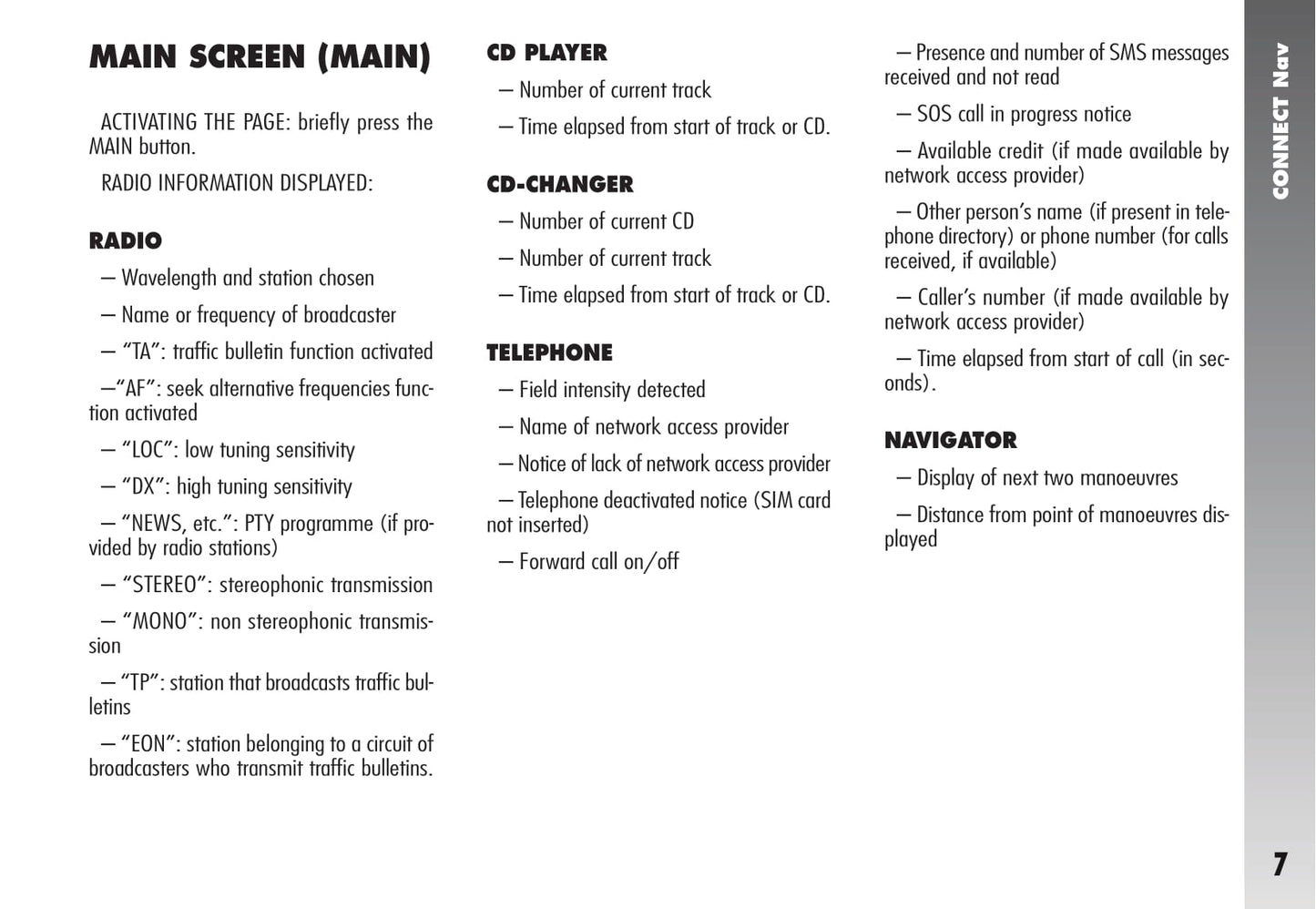 Alfa Romeo Connect Nav (+) Owner's Manual