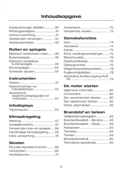 2007-2008 Ford Tourneo Connect/Transit Connect Owner's Manual | Dutch