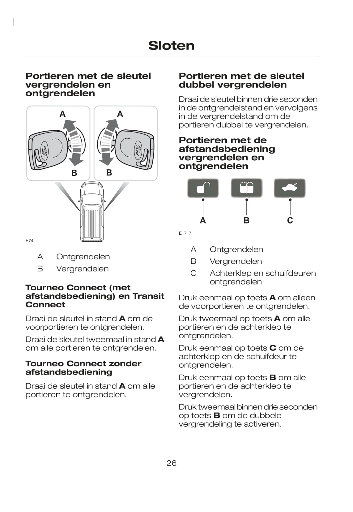 2007-2008 Ford Tourneo Connect/Transit Connect Owner's Manual | Dutch