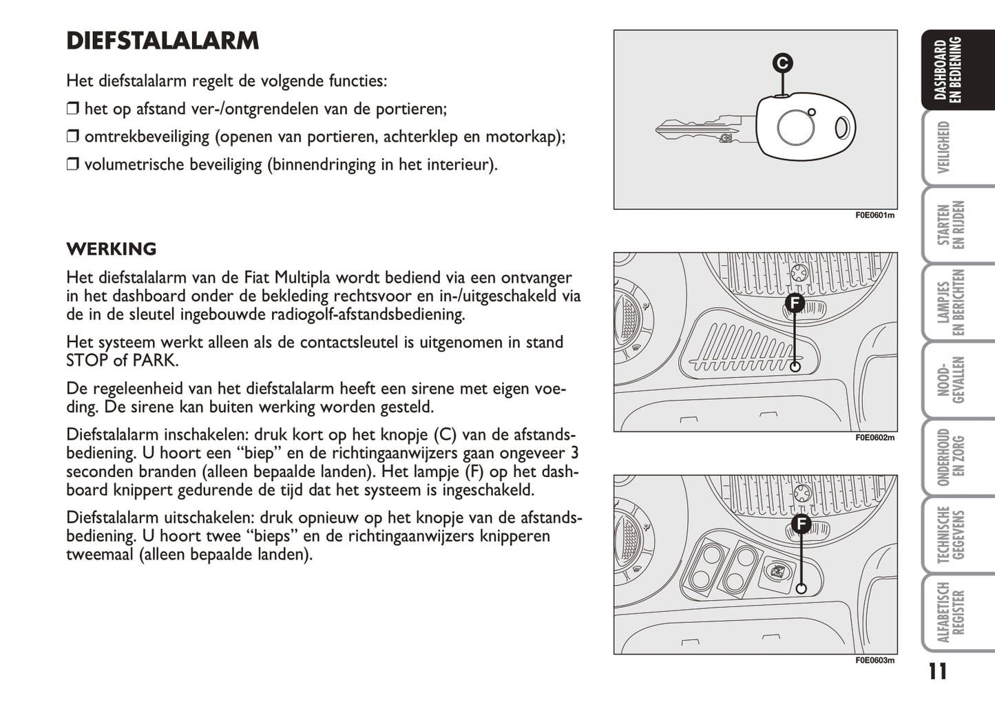 2004-2005 Fiat Multipla Owner's Manual | Dutch