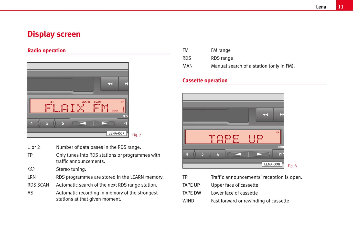 Seat Radio Lena Owners Manual