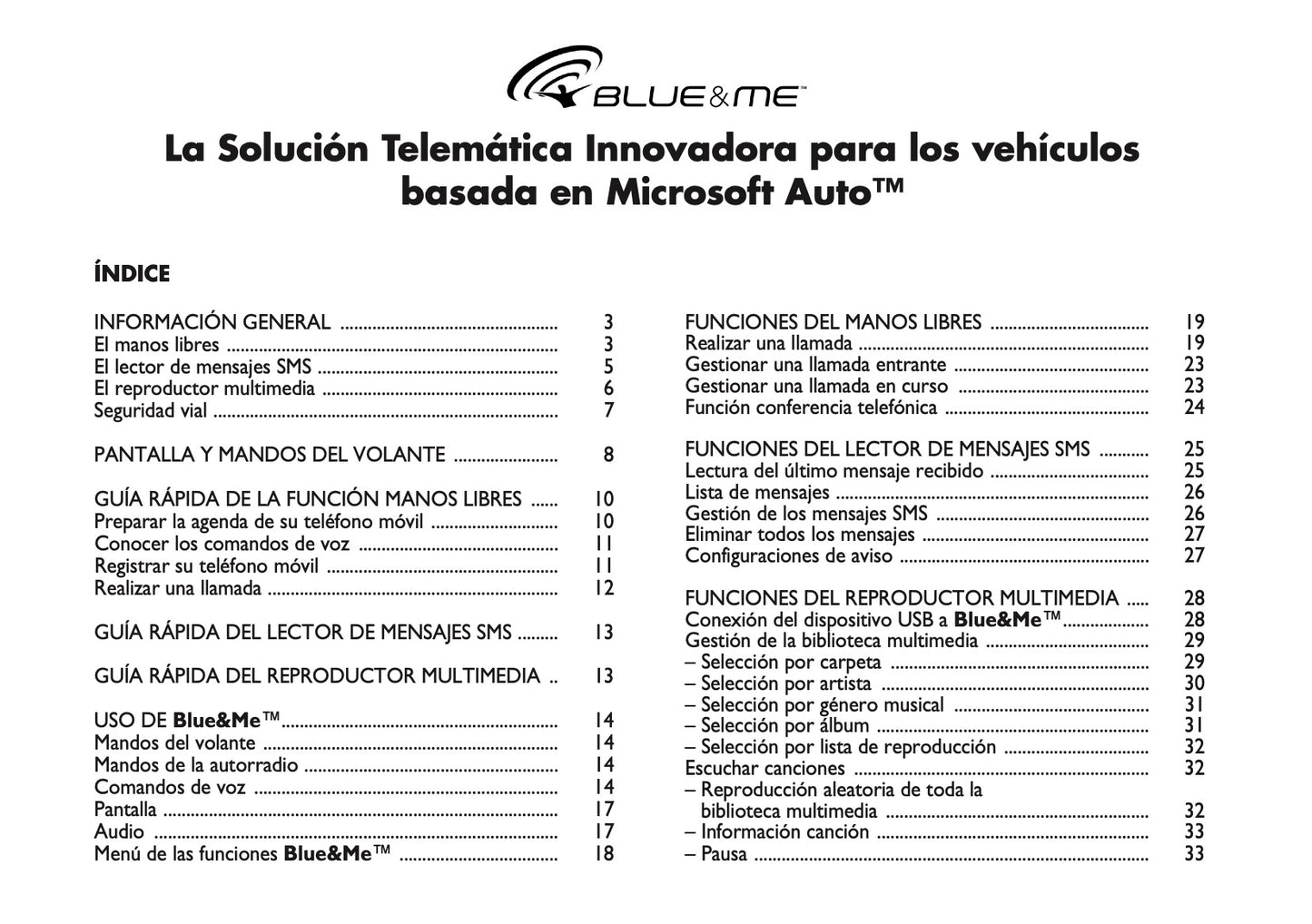 Abarth Punto Blue&Me Instrucciones 2012 - 2018