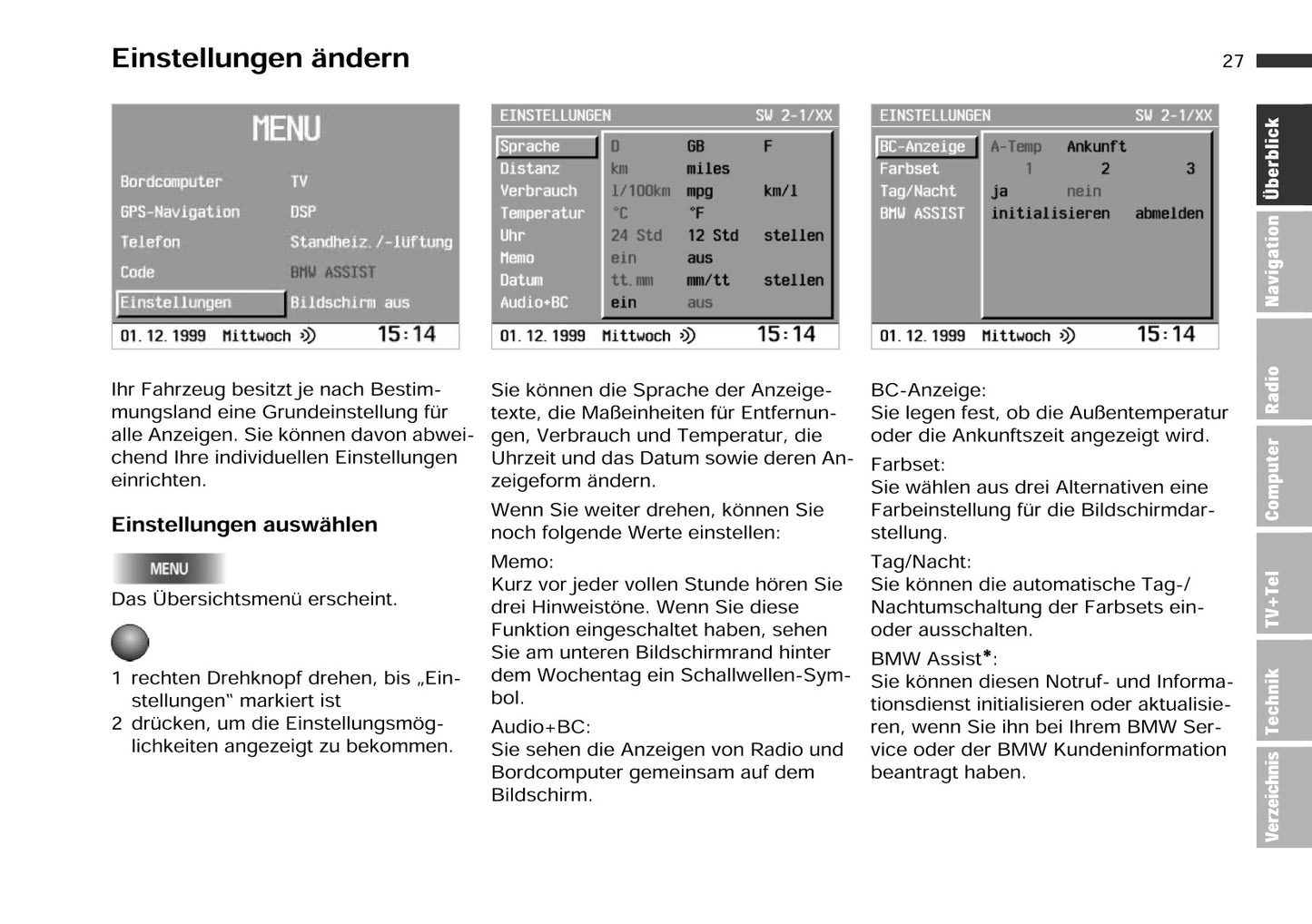 BMW Bordmonitor Mit Navigatie Und Tv Bedienungsanleitung 2000