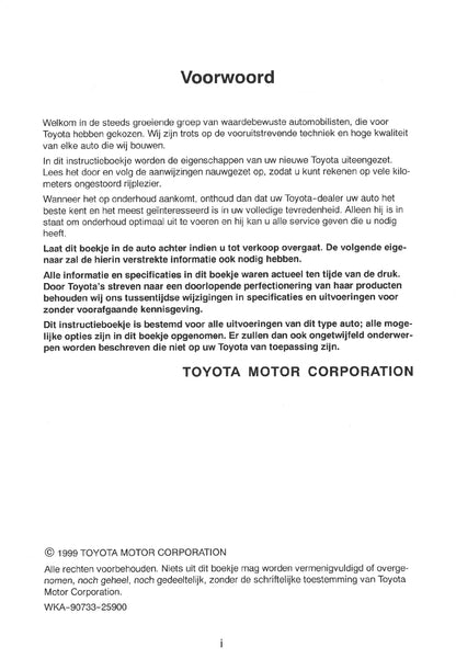 1999-2002 Toyota Celica Gebruikershandleiding | Nederlands