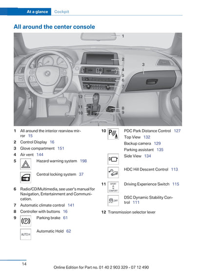 2013 BMW 6 Series Coupé Owner's Manual | English