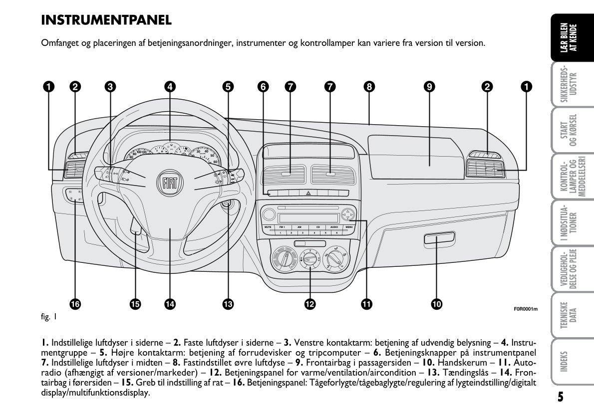 2012-2013 Fiat Linea Owner's Manual | Danish