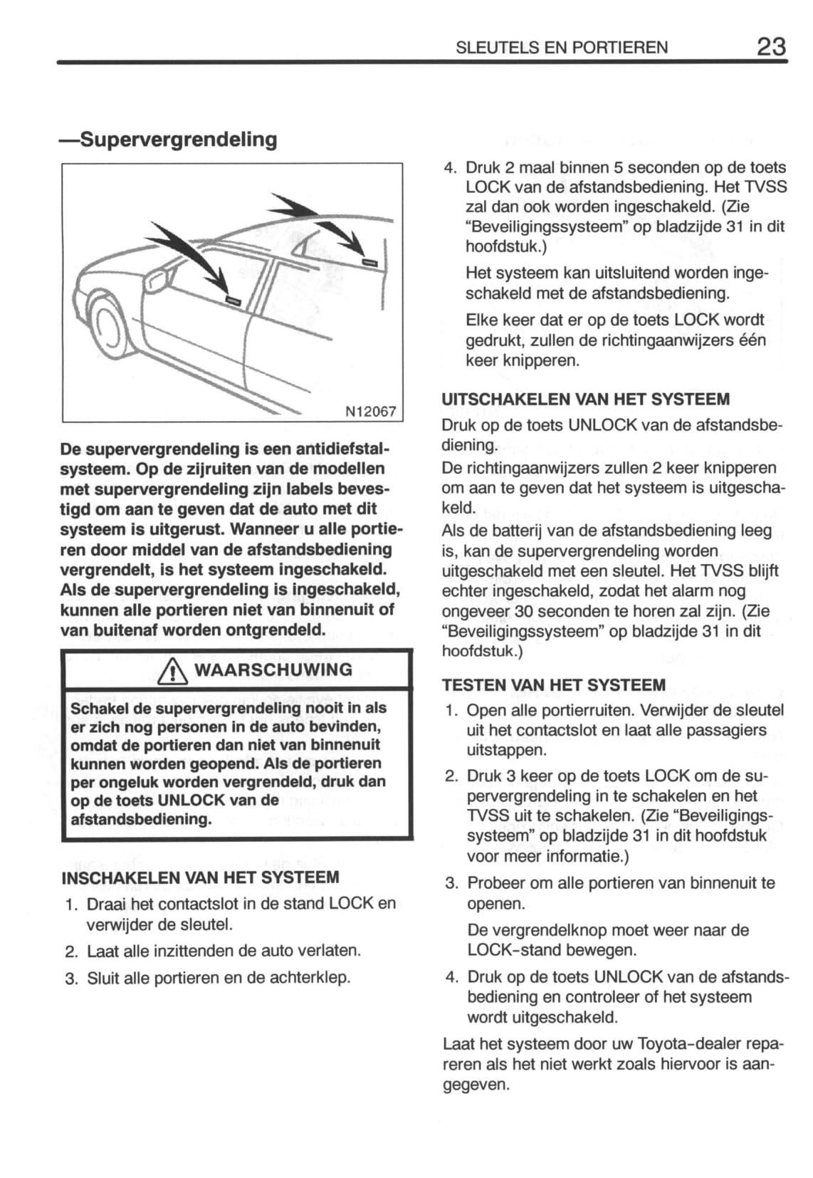 2000-2003 Toyota Avensis Gebruikershandleiding | Nederlands