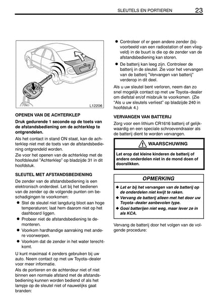 2002-2004 Toyota Camry Gebruikershandleiding | Nederlands