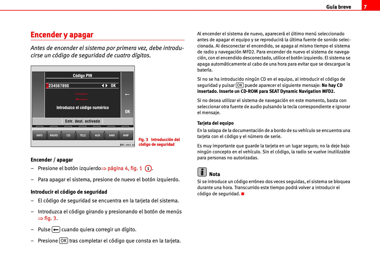 Seat Radio-Navegación MFD2 Manual de Instrucciones 2000 - 2010