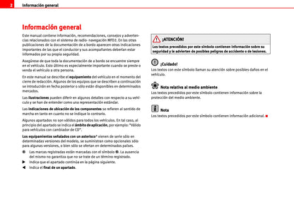 Seat Radio-Navegación MFD2 Manual de Instrucciones 2000 - 2010