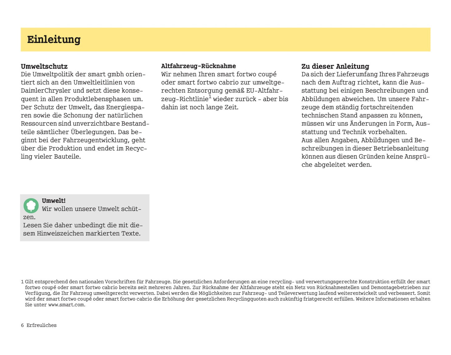 2004-2007 Smart Fortwo Owner's Manual | German