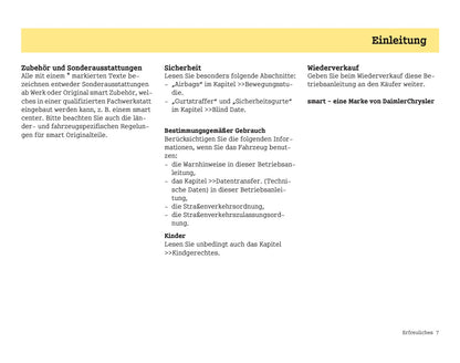 2004-2007 Smart Fortwo Owner's Manual | German